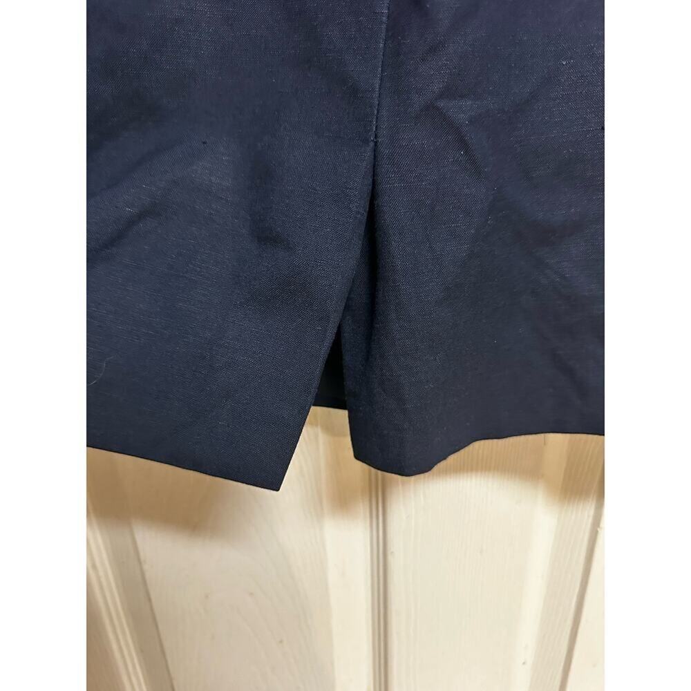 Alex‎ Marie Navy Linen Sheath Dress Sleeveless Knee Length Back Slit Size 8 - Picture 10 of 11